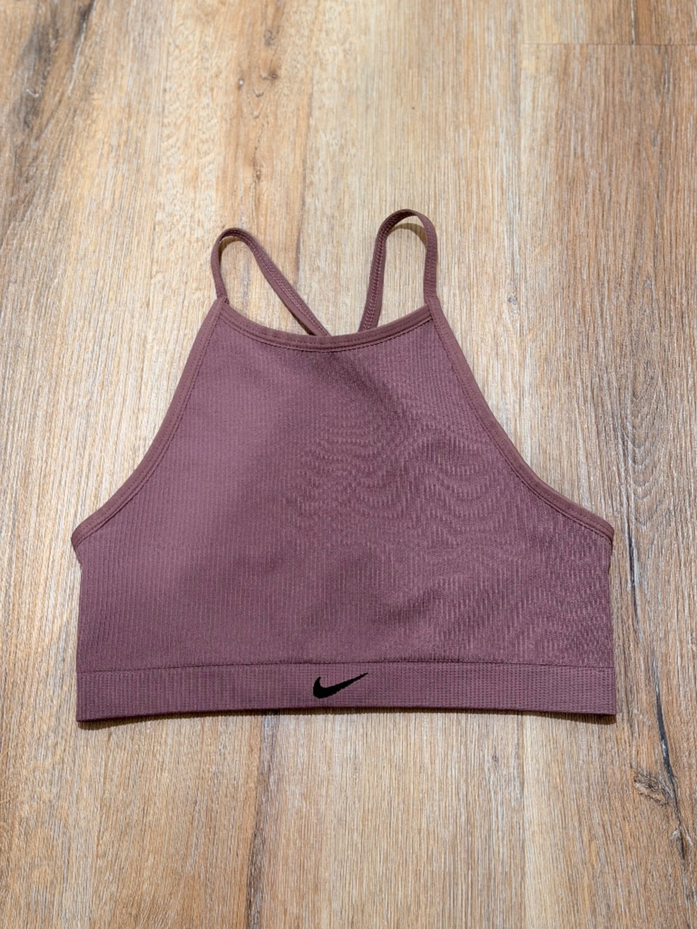 Nike Ribbed High Neck Sports Bra-Mauve Pink